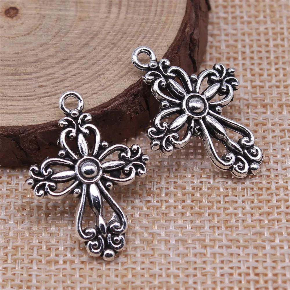 28x20mm 2.2g Multicolor Zinc Alloy Cross Charm Pendant for DIY Necklace Bracelet Jewelry Making