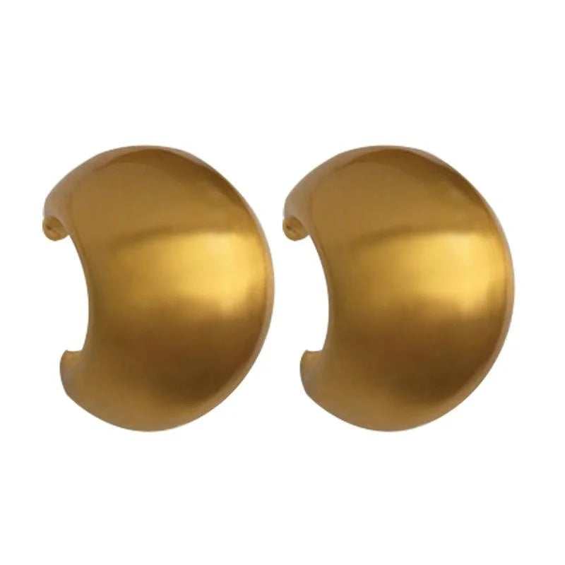 Light Luxury Copper Waterdrop Hoop Earrings Matte Smooth C Shape Minimalist Commuter Jewelry