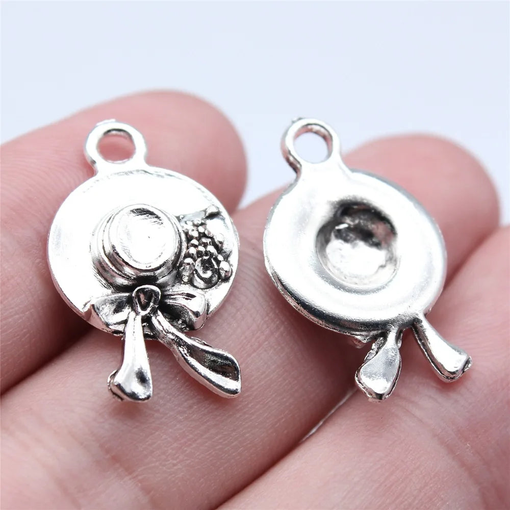 16x26mm 2g Antique Silver Zinc Alloy Bowknot Hat Butterfly Charm Pendant for DIY Jewelry Making