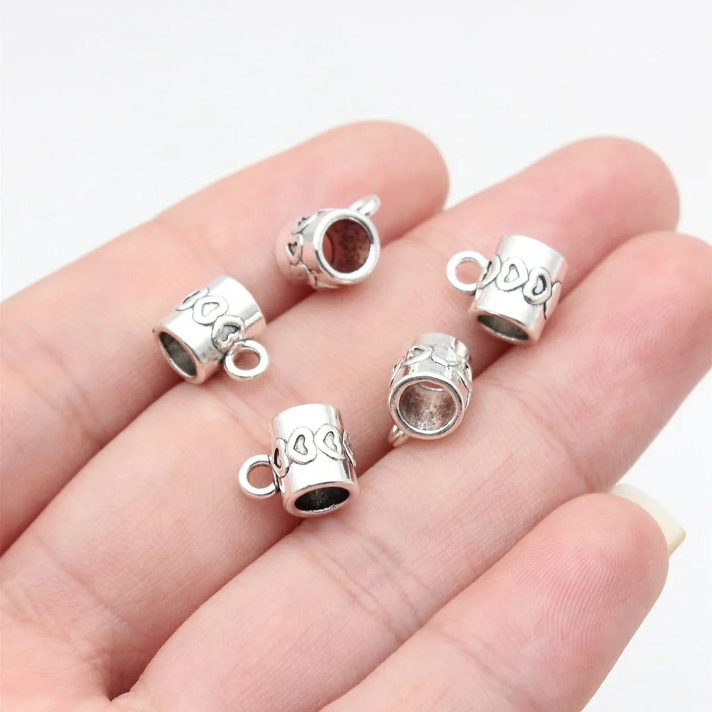 10x7.9x7mm 0.93g Antique Silver Zinc Alloy Three-Hole Bail Connector Charm for DIY Pendant Jewelry Making