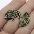 17x24mm 1.6g Multicolor Zinc Alloy Fan Charm Pendant for DIY Oriental Style Jewelry Making