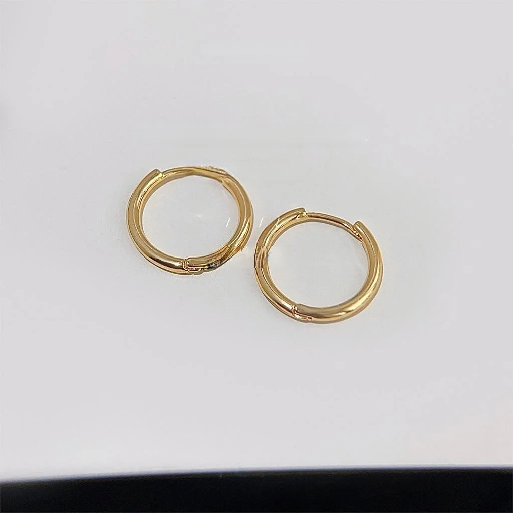Vintage Minimalist Copper Round Hoop Stud Earrings Smooth Metal Geometric Everyday Jewelry