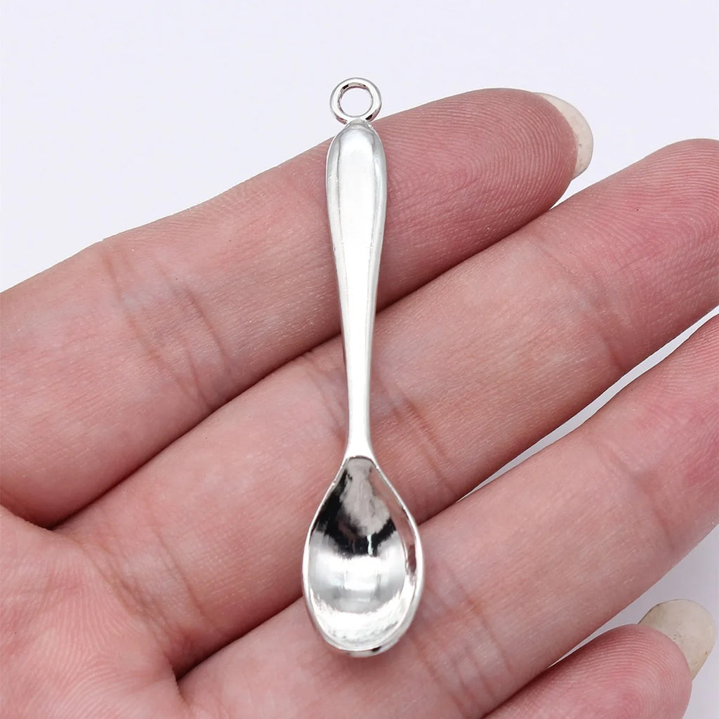 54x11mm 3g Multicolor Zinc Alloy Spoon Charm Pendant for Kitchen Theme DIY Jewelry Making