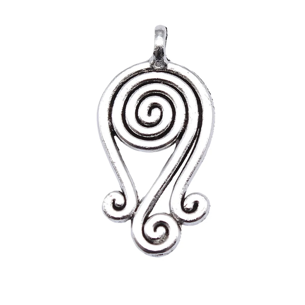 27x12mm 1.1g Antique Silver Zinc Alloy Spiral Swirl Charm Pendant for DIY Necklace Earring Making
