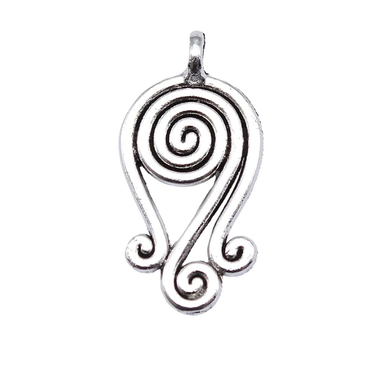 27x12mm 1.1g Antique Silver Zinc Alloy Spiral Swirl Charm Pendant for DIY Necklace Earring Making