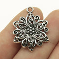 31x23mm 2.9g Antique Silver Zinc Alloy Flower Charm Pendant for Necklace Bracelet Jewelry Making