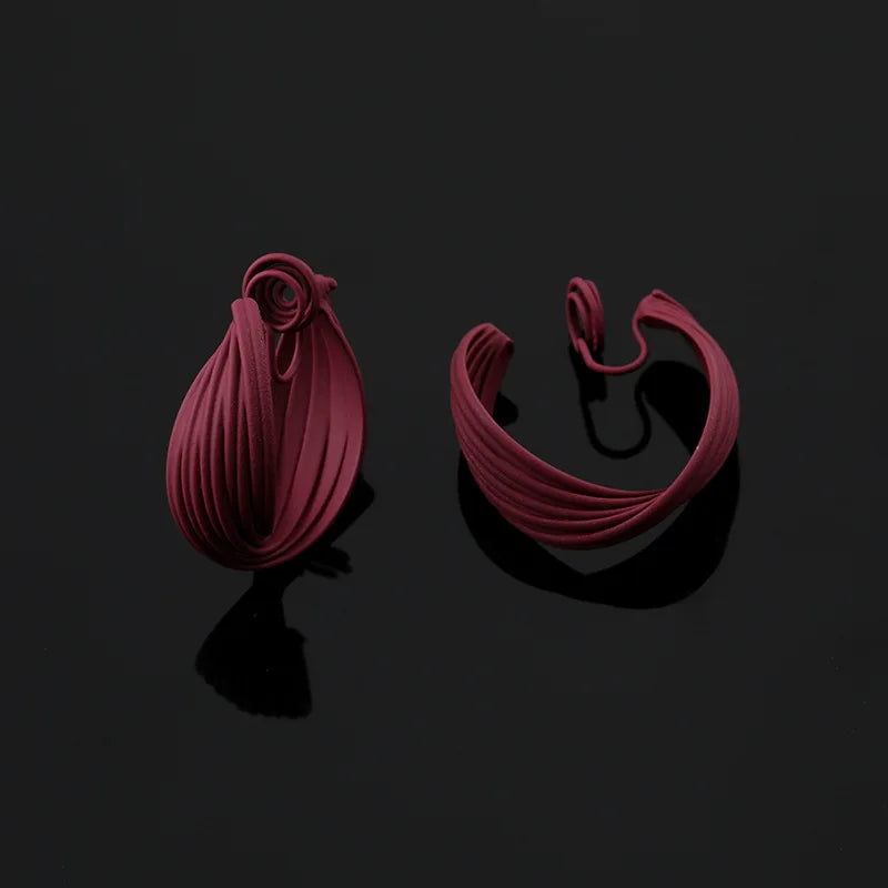 Klein Blue Enamel Spiral Hoop Stud & Clip On No Piercing Statement Round Pleated Earrings