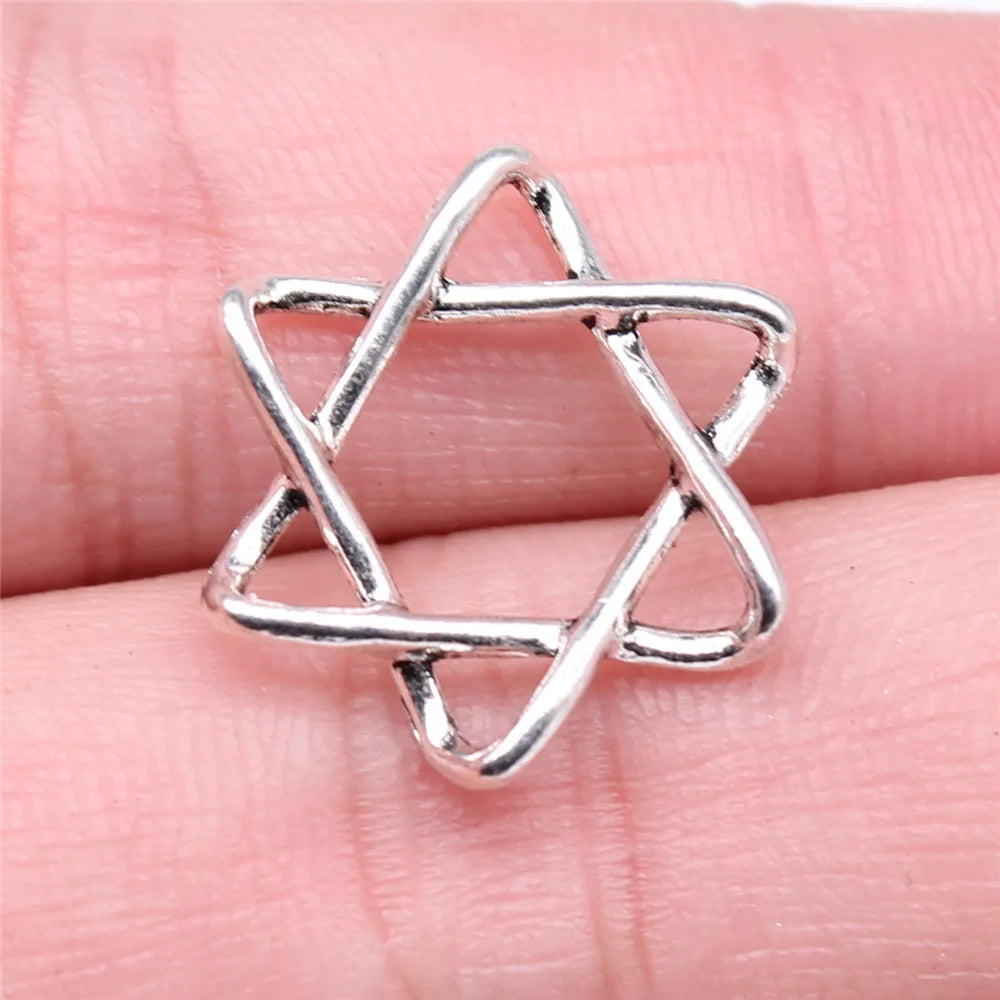 20x18mm 0.9g Multicolor Zinc Alloy Six Pointed Star Charm Pendant for DIY Necklace Bracelet Making