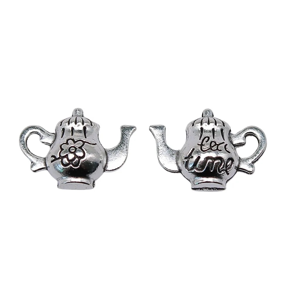 12x16mm 2.1g Antique Silver Zinc Alloy Teapot Charm Pendant for DIY Miniature Scene Jewelry Making