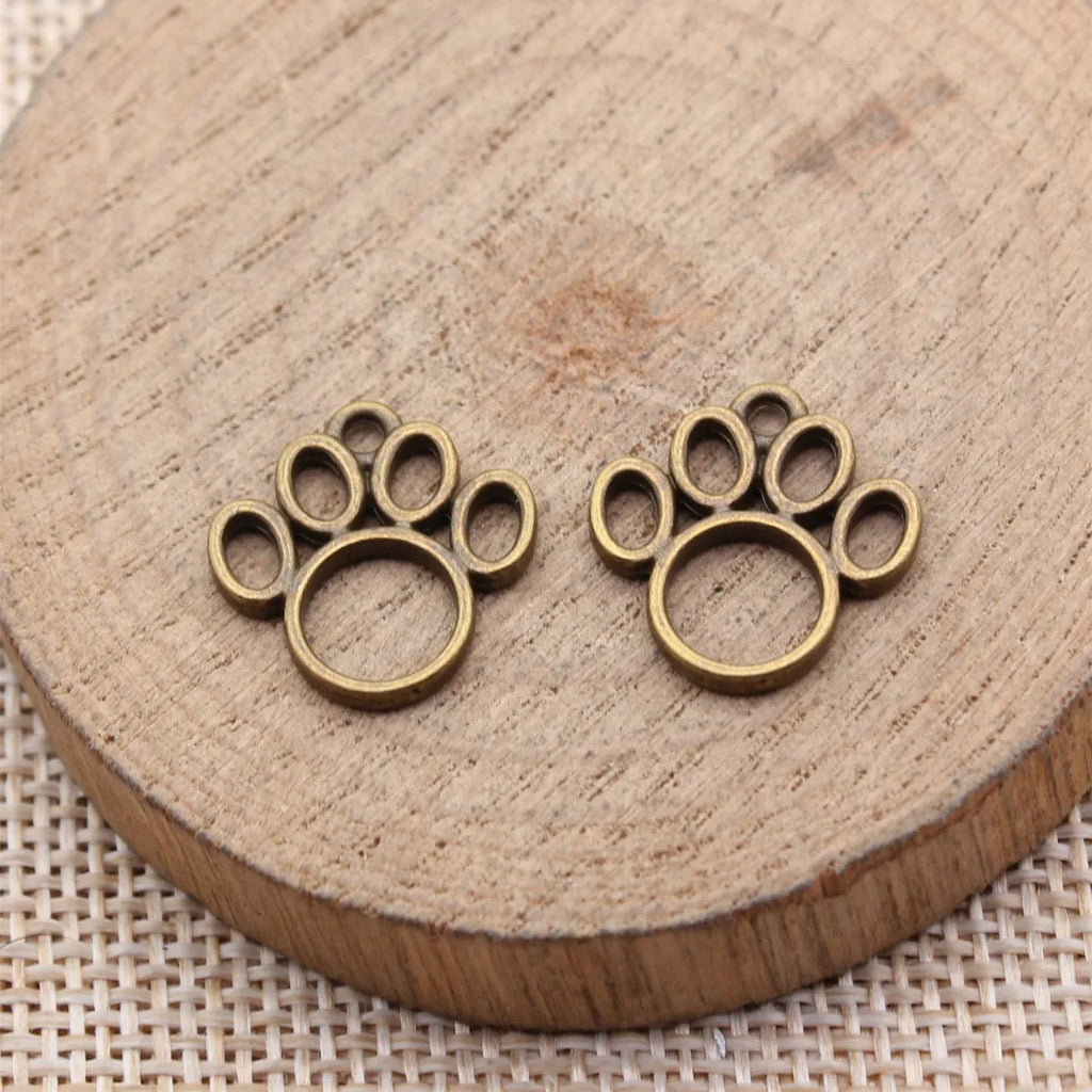 17x16mm 0.89g Multicolor Zinc Alloy Hollow Paw charm pendant for pet themed necklaces and bracelets