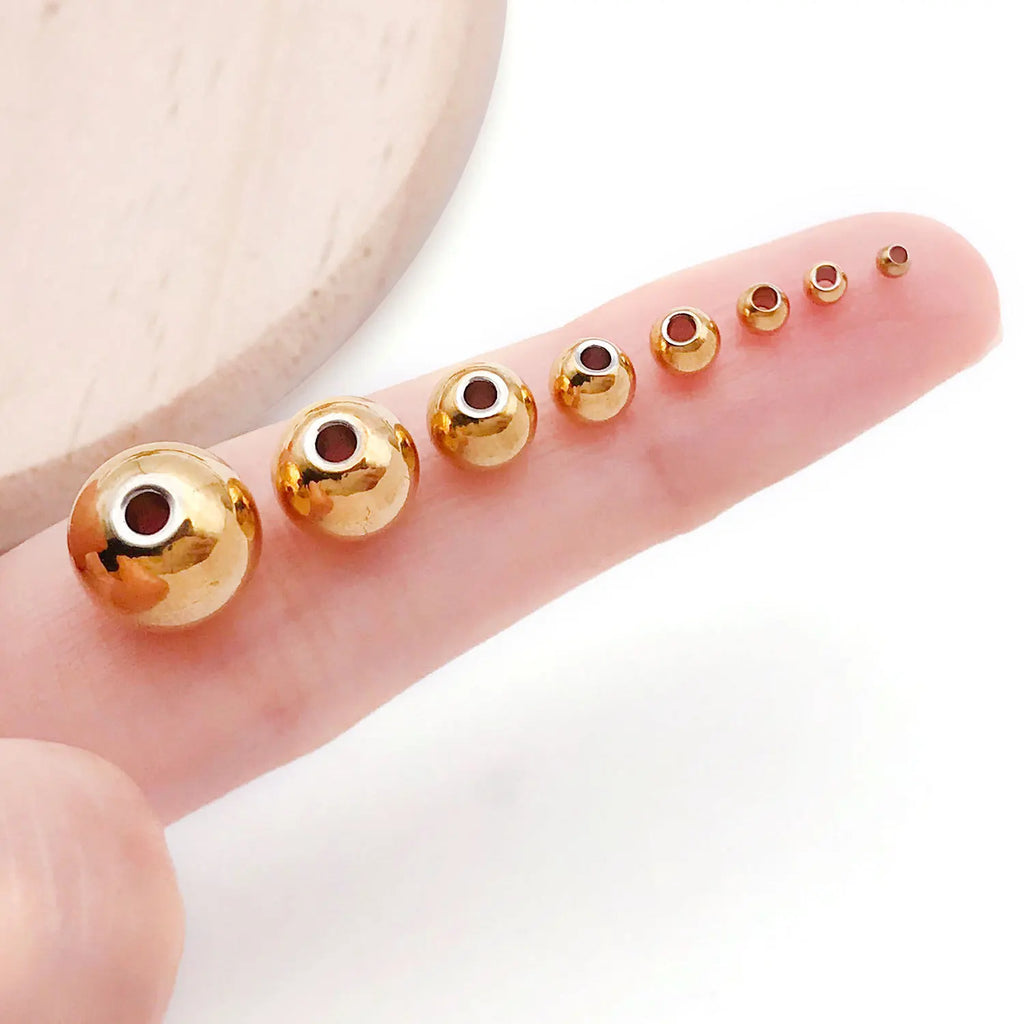Vacuum Plated Stainless Steel Gold Round Spacer Beads for DIY Bracelets Necklaces