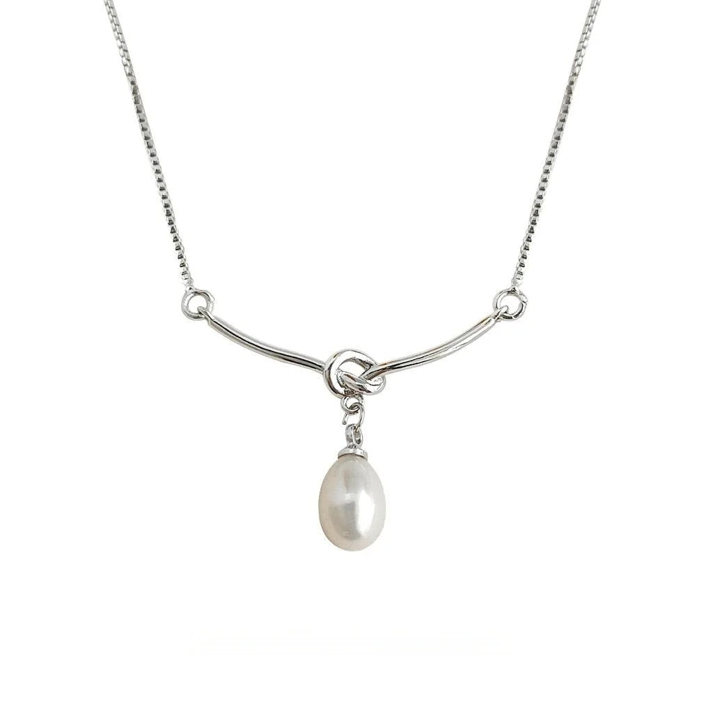 Gold Plated Copper Freshwater Pearl Rope Knot Choker Necklace for Women Elegant Minimalist Style