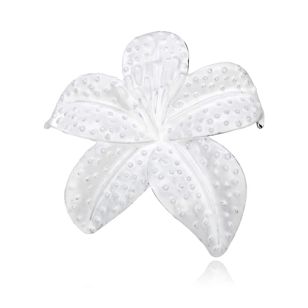 Elegant White Enamel Flower Brooch With Rhinestone Dew, Women's Lapel Pin Corsage Suit Accessory Gift