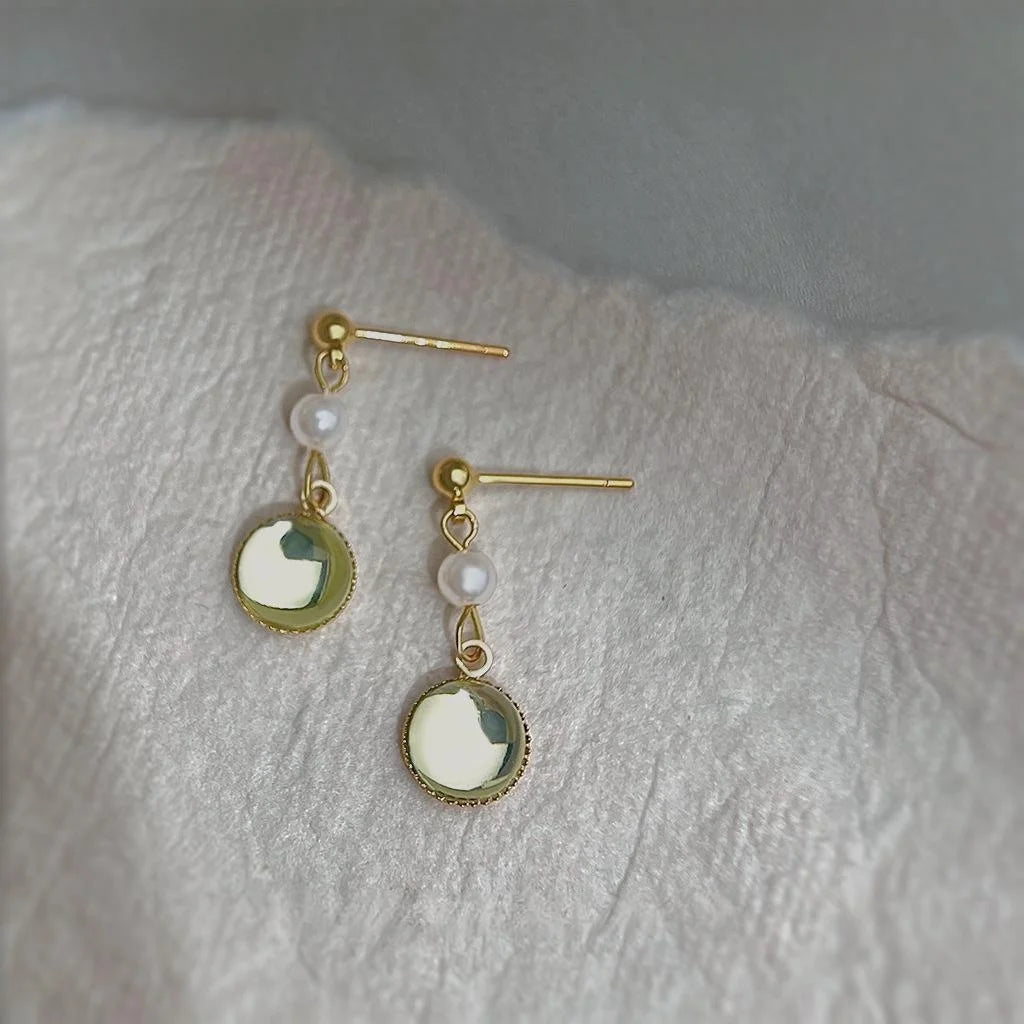 Fresh Forest Style Glass Glaze Teardrop Drop Earrings Handmade Minimalist Geometric Jewelry