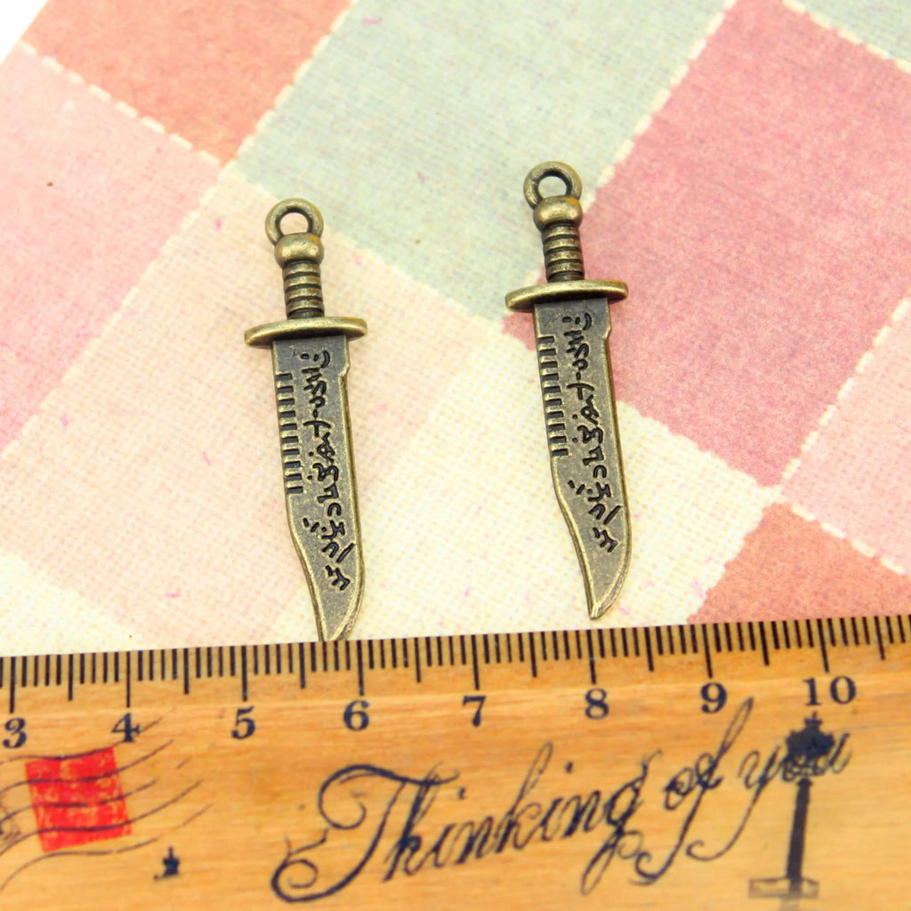 44x11MM Antique Silver Zinc Alloy Dagger Charm Pendant for DIY Necklace Bracelet Jewelry Making