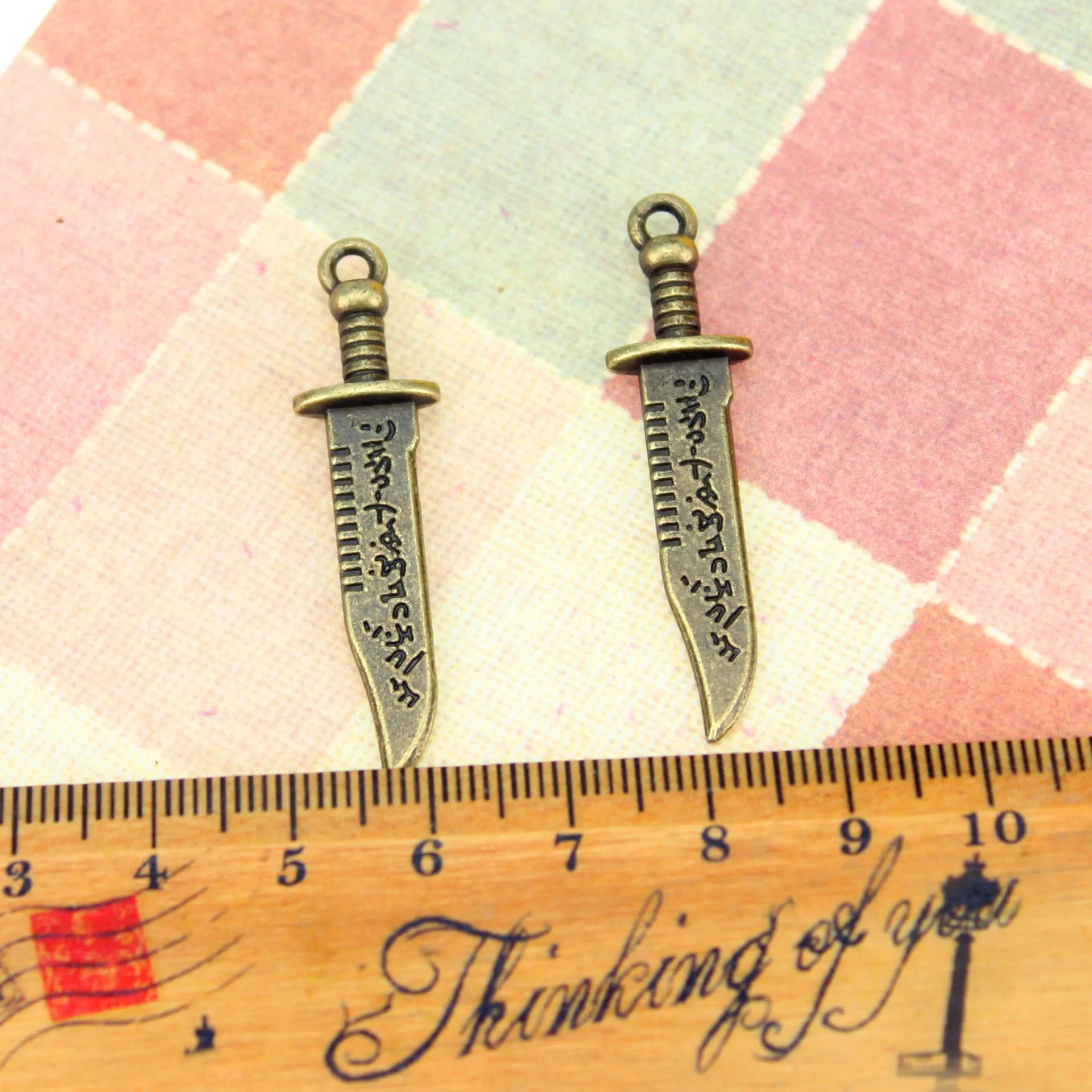 44x11MM Antique Silver Zinc Alloy Dagger Charm Pendant for DIY Necklace Bracelet Jewelry Making