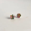 Natural Tourmaline Chip Stud Earrings Silver Plated Irregular Geometric Sweet Minimalist Jewelry