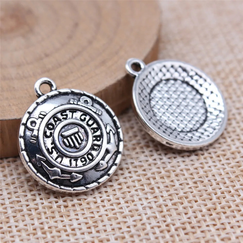 20x23mm 3.1g Antique Silver Zinc Alloy US Army Police Badge Tag Charm Pendant for DIY Jewelry Making