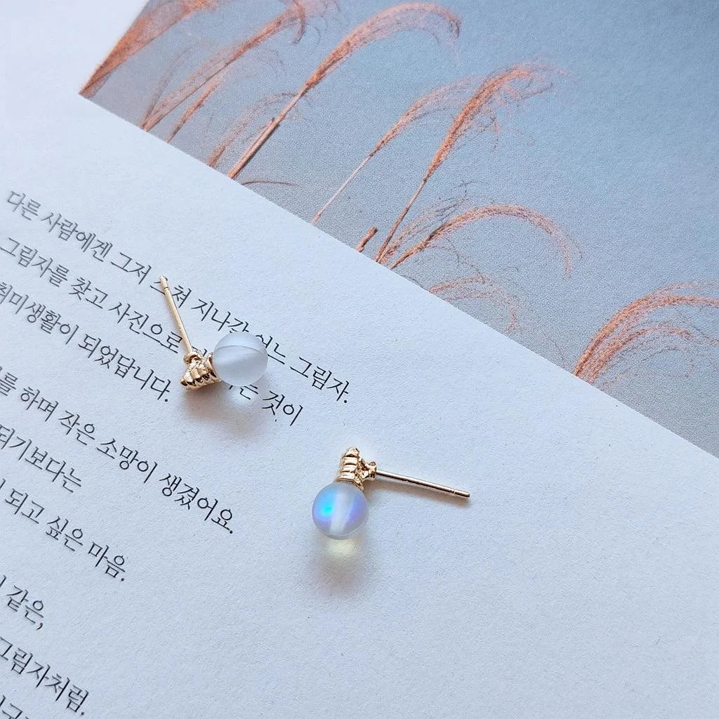 Creative Mini Light Bulb Glass Crystal Stud Earrings For Women Sweet Style Geometric Jewelry