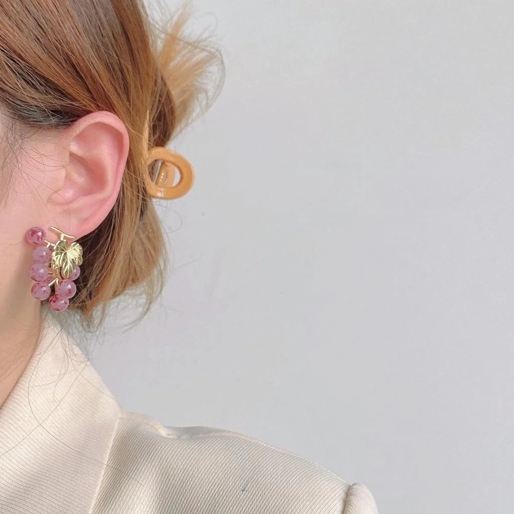 French Grape Cluster Copper Stud Earrings 14K Plated Sweet Handmade Summer Jewelry