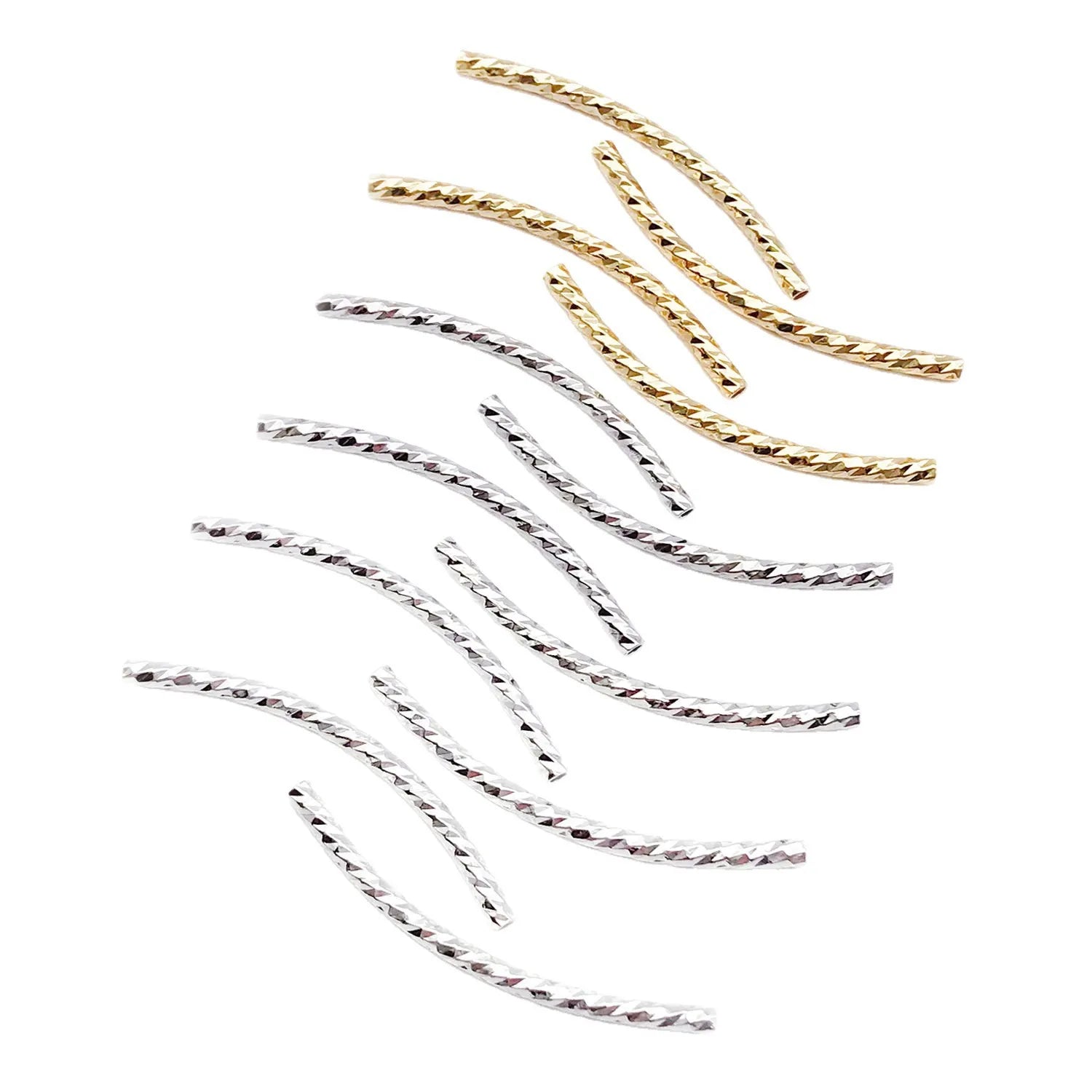 Copper Alloy 18K Gold Plated Twisted Faceted Bead Connector Tube for Necklace Bracelet Making
