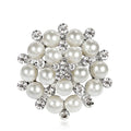 Elegant Pearl Rhinestone Alloy Flower Brooch For Women Luxury Lapel Pin Corsage Suit Scarf Accessory Gift
