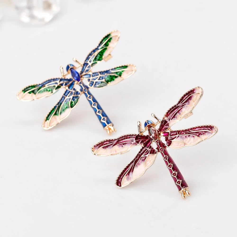 Elegant Enamel Alloy Rhinestone Dragonfly Brooch, Fashion Lapel Pin Corsage Suit Accessory Gift