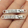 39x6mm 1.5g Antique Silver Zinc Alloy Friend Word Connector Charm for DIY Bracelet Jewelry