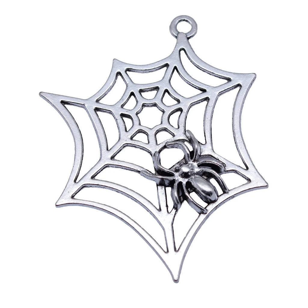 53x45mm 4.5g Multicolor Zinc Alloy Spider Web Charm Pendant for Halloween DIY Jewelry Making