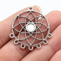 42x39mm 6.1g Antique Silver Zinc Alloy Dreamcatcher Connector Charm for DIY Earring Jewelry Making