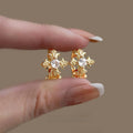 Iris Flower Micro Pave Zircon Copper Drop Earrings Niche Sweet Cool Fashion Jewelry