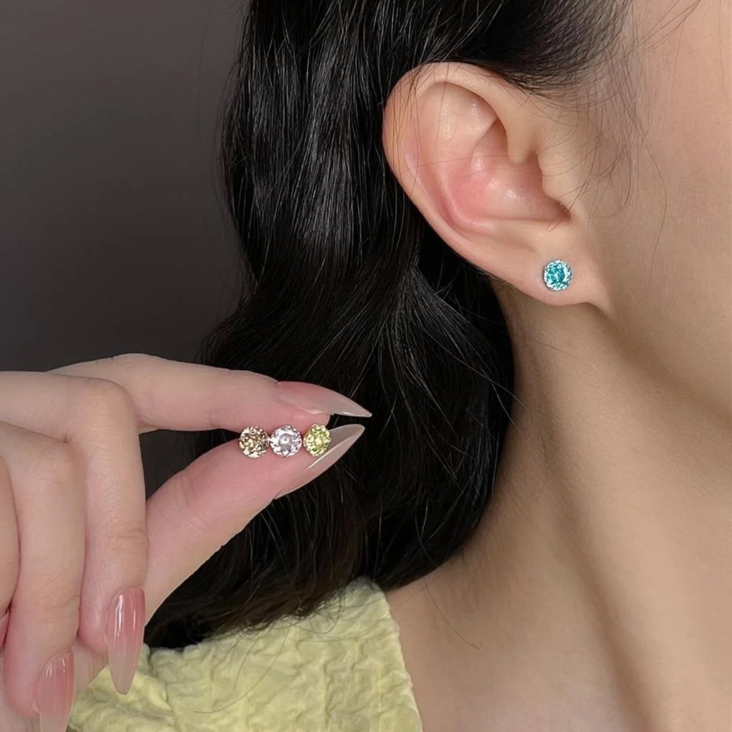 Light Luxury S925 Sterling Silver Geometric Octagon Rose Cut Zircon Stud Earrings For Women