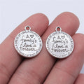 17x17mm 1.4g Antique Silver Zinc Alloy family Word Tag Letter Charm Pendant for DIY Bracelet Necklace Making
