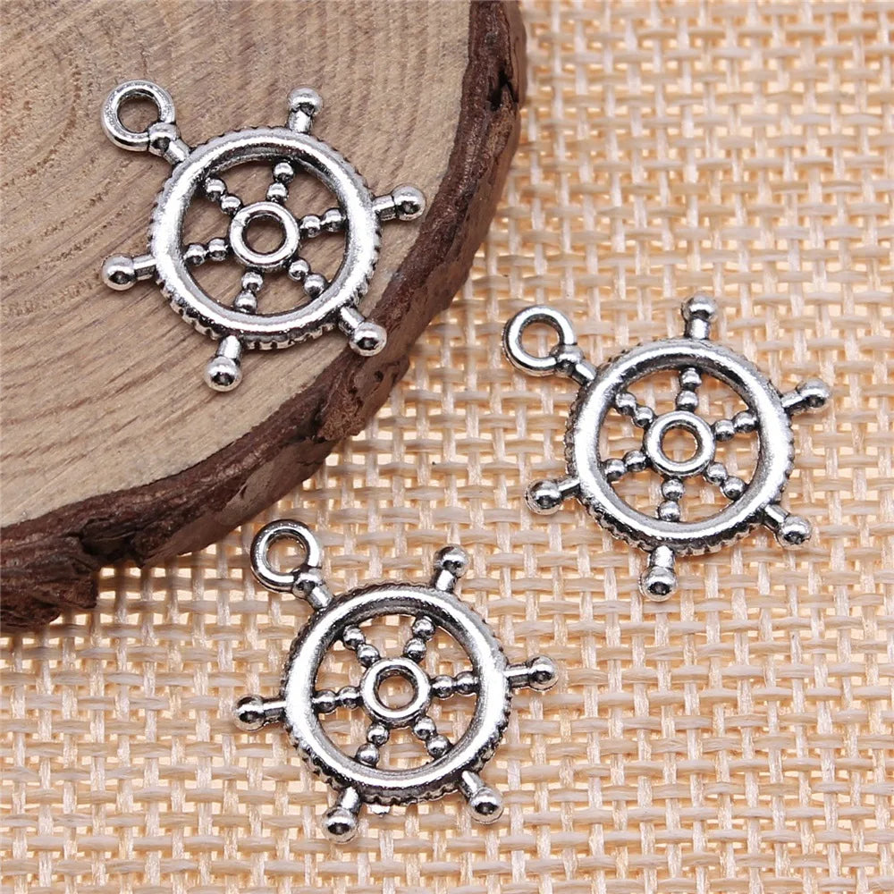 20x15mm 0.8g Multicolor Zinc Alloy Rudder Charm Pendant for DIY Bracelet Necklace Earring Making