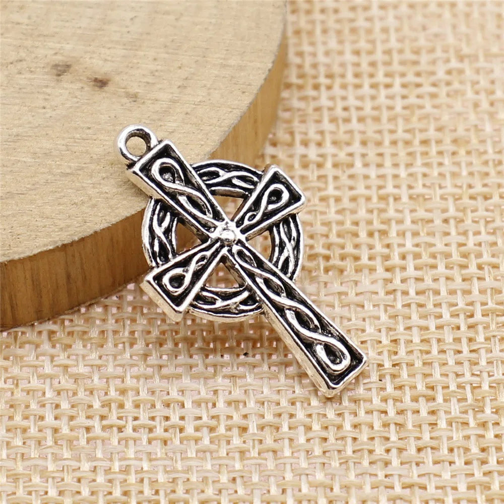 17x30mm 2.3g Antique Silver Zinc Alloy Cross Charm Pendant for DIY Jewelry Making and Accessories