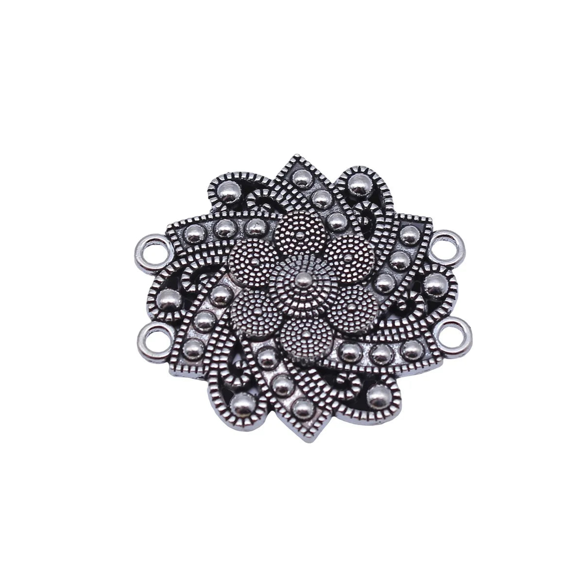 35x32mm 4.1g Antique Silver Zinc Alloy Four-Hole Connector Charm for Body Chain Waist Chain Jewelry