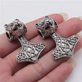 30x42mm 16.2g Antique Silver Zinc Alloy Nordic Wolf Head Amulet Charm Pendant for DIY Jewelry Making
