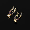 Elegant Colorful Crystal Beaded Hoop With Shell Pearl Pendant Stud & Clip On No Piercing Earrings