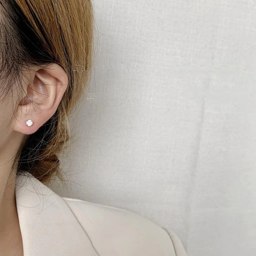 Mini Copper Zircon Rhombus Stud Earrings For Women Korean Minimalist Sleep Friendly Jewelry