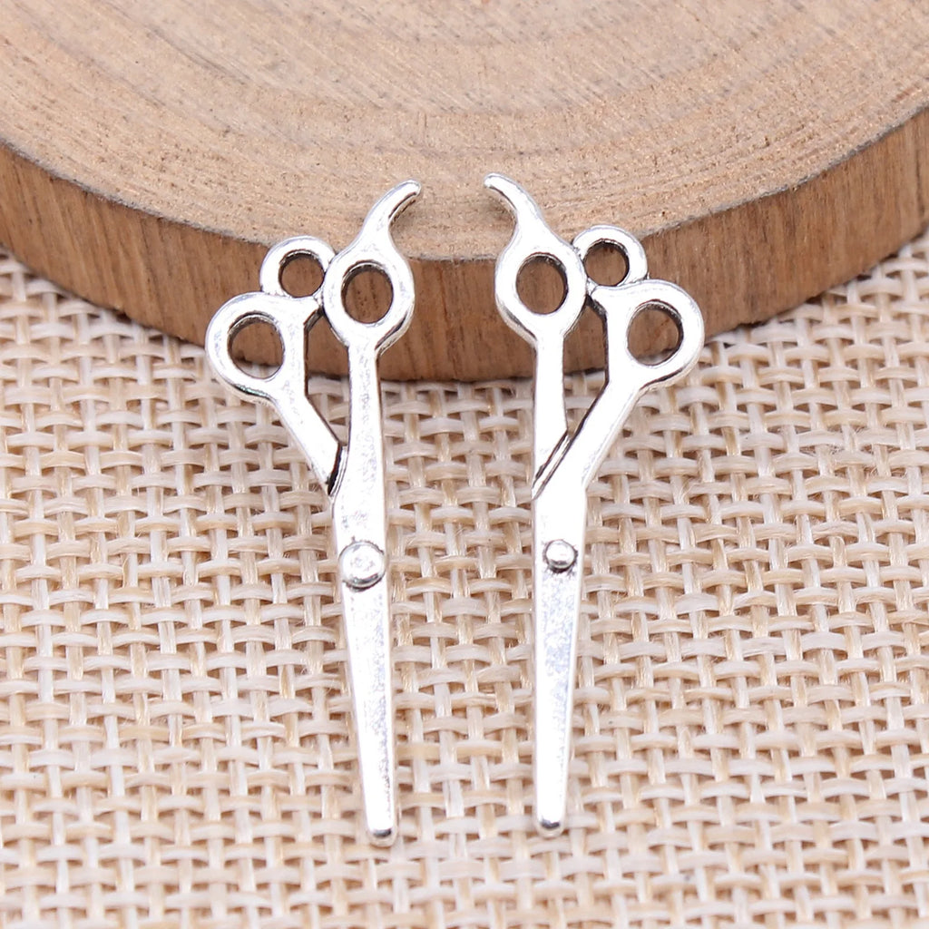 30x12mm 0.77g Antique Silver Zinc Alloy Scissors Charm Pendant for DIY Sewing Theme Jewelry Making