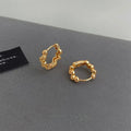 European Style Smooth Gold Bead Copper Stud Earrings Geometric Round Minimalist Office Jewelry