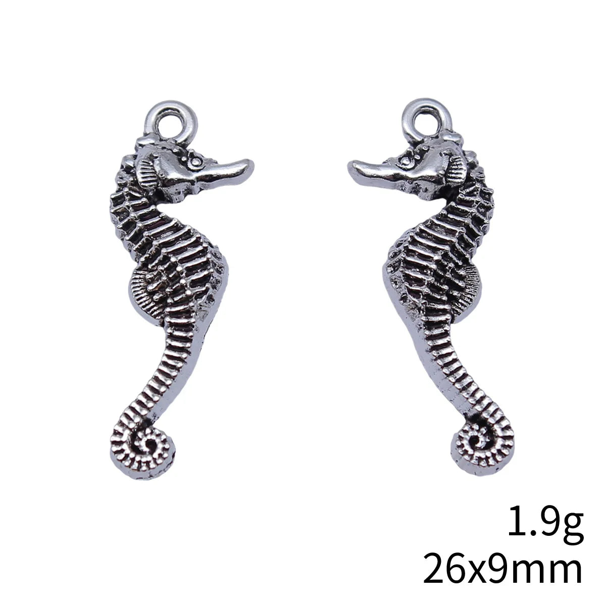 26x9mm 1.9g Antique Silver Finish Zinc Alloy Seahorse Charm Pendant for Bracelet Necklace DIY