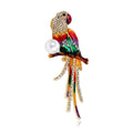 Elegant Enamel Parrot Brooch With Rhinestone And Pearl Accent, Luxury Bird Lapel Pin Suit Accessory Gift