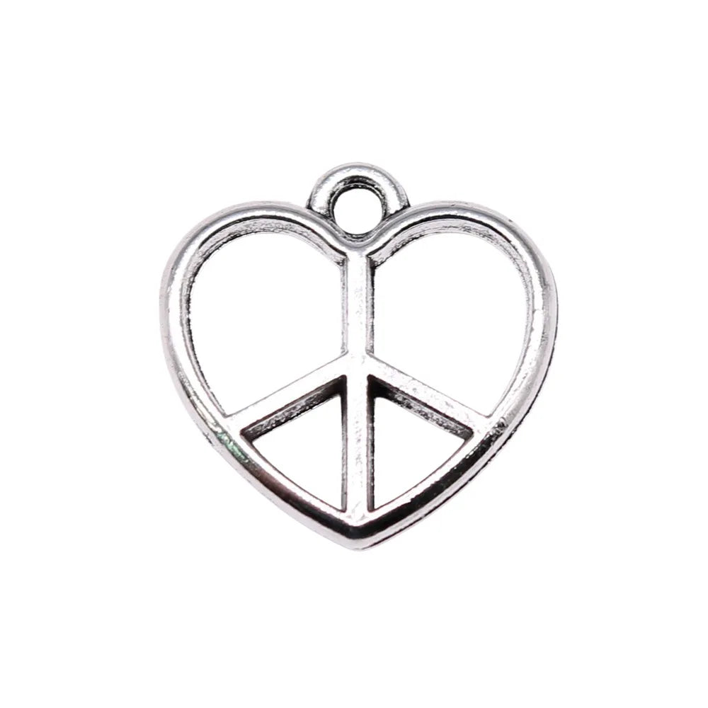 17x17mm 1.09g Antique silver zinc alloy Heart Peace Sign connector charm for DIY jewelry making