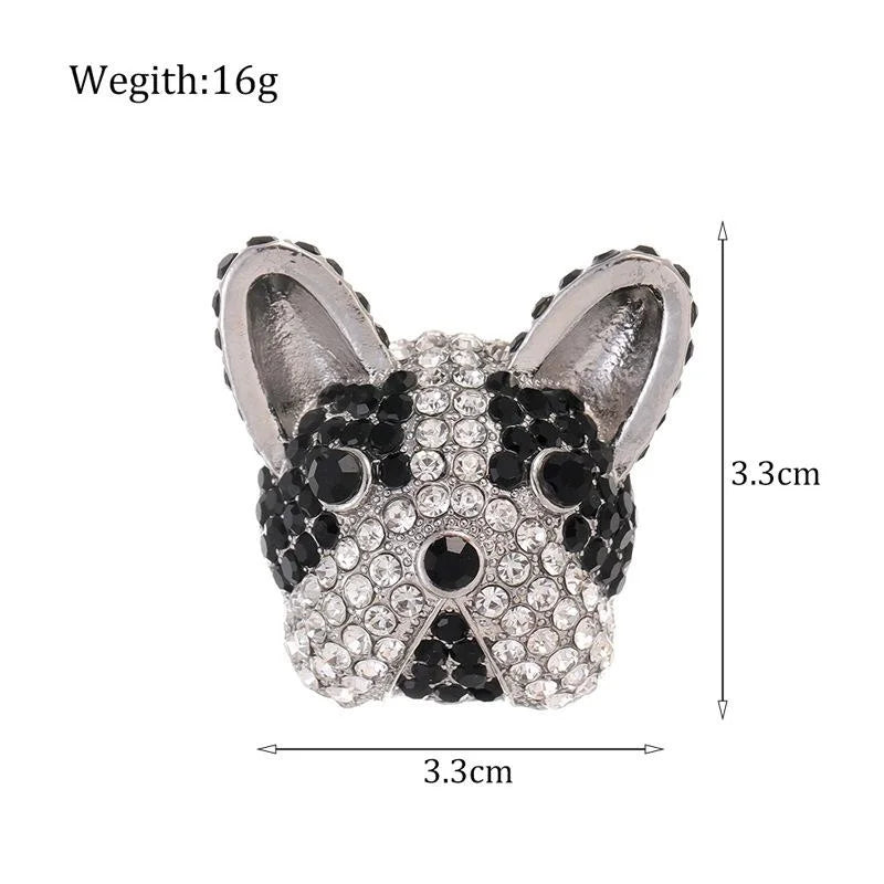 Cute Rhinestone French Bulldog Brooch, Alloy Enamel Puppy Lapel Pin Corsage For Suit Accessory Gift