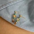 Vintage Ethnic Geometric Copper Citrine Glass Crystal Drop Earrings For Women