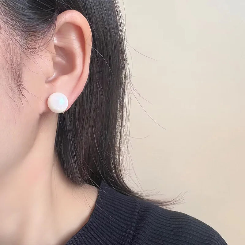 Elegant Round Pink Pearl Alloy Spiral Stud & Clip On No Piercing Sweet Minimalist Women's Earrings