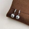 Vintage Geometric Gray Glass Pearl Drop Earrings With Micro Pave Zircon Copper Setting