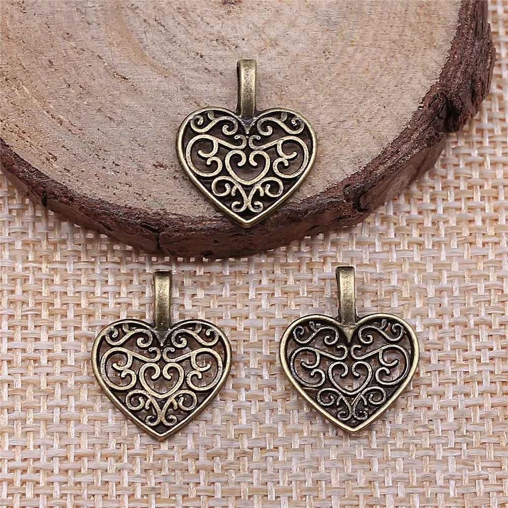 16x14mm 0.9g Multicolor Zinc Alloy Heart Charm Pendant for DIY Bracelet Necklace Jewelry Making