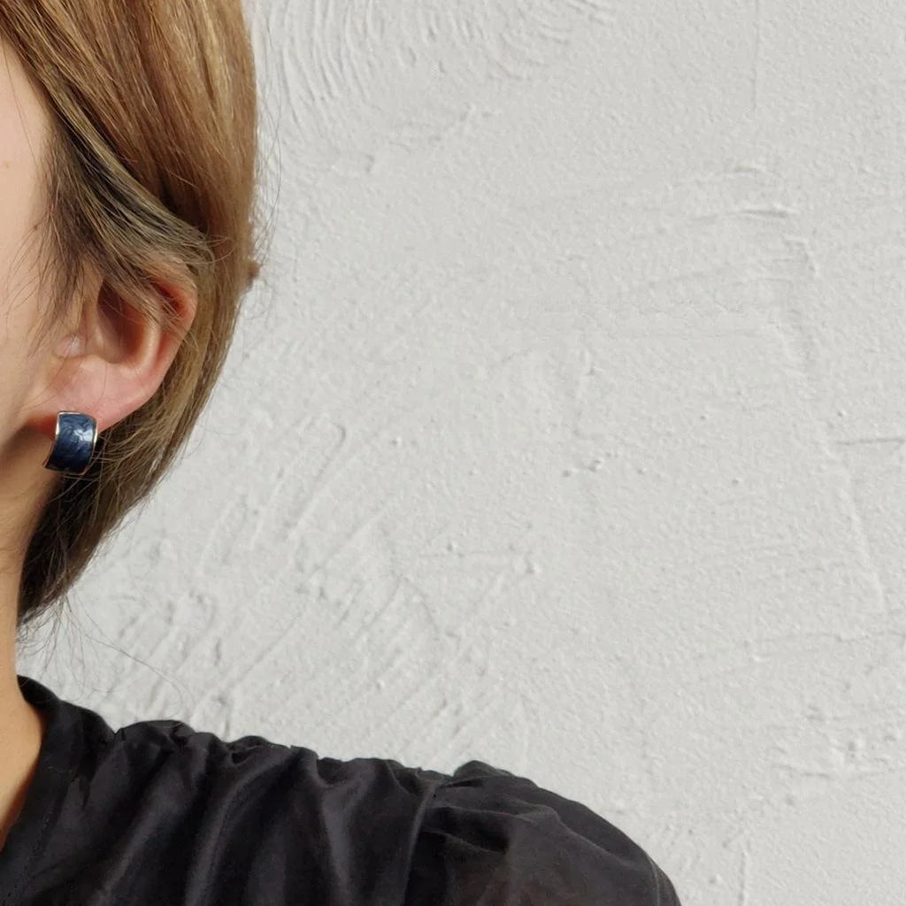 14K Gold Plated Alloy Mysterious Blue Gradient Enamel Geometric Stud Earrings For Women
